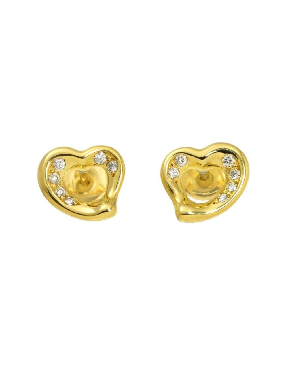 Tiffany & Co Open Heart Diamond Earrings 18k Yellow Gold
